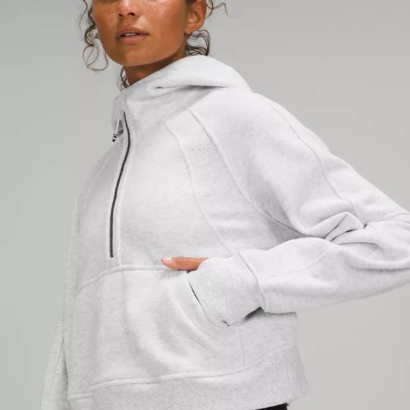 Lululemon Scuba Oversized 1/2 Half-Zip Hoodie Sweater- Heathered Core Light Grey - Picture 3 of 9